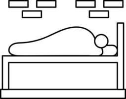 Man Sleeping On Bed Icon In Black Line Art. vector