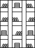 Bookshelf Icon In Black Outline. vector