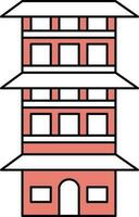 edificio icono en rojo y blanco color. vector