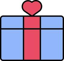 regalo caja con corazón icono en azul y rosado color. vector