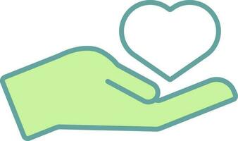 Hand Holding Heart Icon In Green And White Color. vector