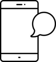 Mobile SMS Or Chat Icon In Black Outline. vector