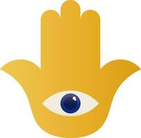 Flat Style Hamsa hand Icon In Yellow And Blue Color. vector