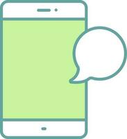 móvil SMS o charla icono en verde y blanco color. vector