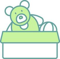 Open Toy Box Icon In Green And White Color. vector