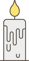 Burning Candle Icon In Grey And Yellow Color. vector