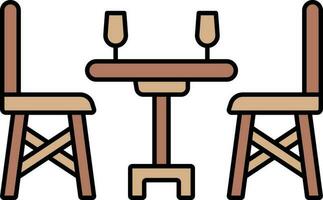 Dinner Table Icon In Brown Color. vector