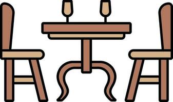 Dinner Table Icon In Brown Color. vector