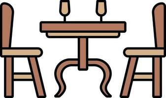 Dinner Table Icon In Brown Color. vector