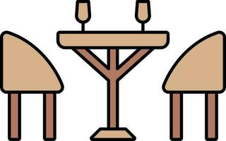 Dinner Table Icon In Brown Color. vector