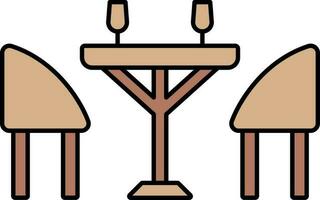 Dinner Table Icon In Brown Color. vector