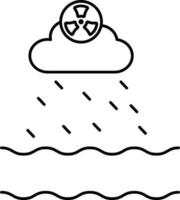 Acid Rain Icon In Black Line Art. vector