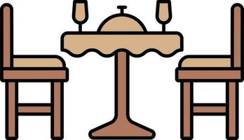 Dinner Table Icon In Brown Color. vector