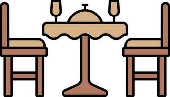 Dinner Table Icon In Brown Color. vector