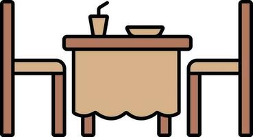 Dinner Table Icon In Brown Color. vector