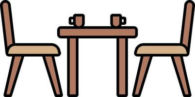 Dinner Table Icon In Brown Color. vector
