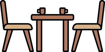 Dinner Table Icon In Brown Color. vector