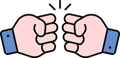 Fist Bump Icon In Blue And Pink Color. vector