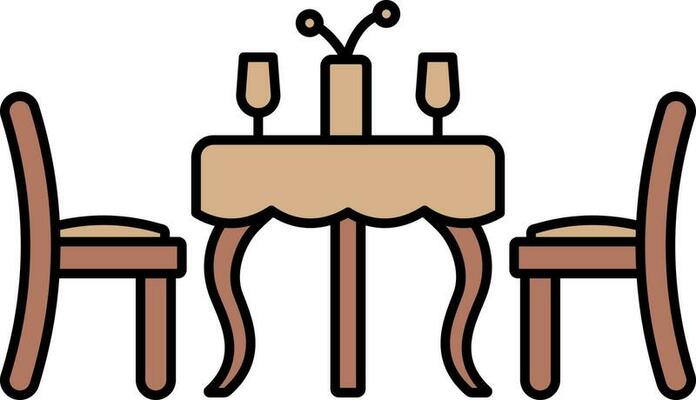 Dinner Table Icon In Brown Color.