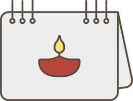 Diwali Calendar Icon in White And Brown Color. vector