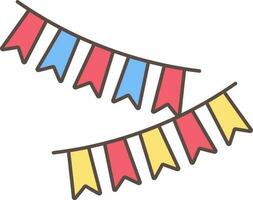 Colorful Bunting Flags Icon In Flat Style. vector