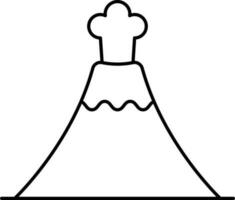 Volcano Icon In Black Outline. vector