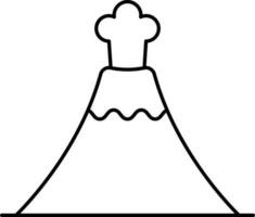 Volcano Icon In Black Outline. vector