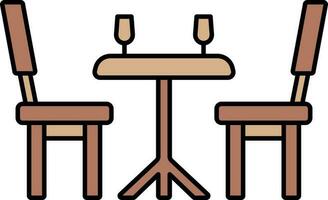 Dinner Table Icon In Brown Color. vector