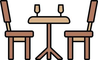 Dinner Table Icon In Brown Color. vector