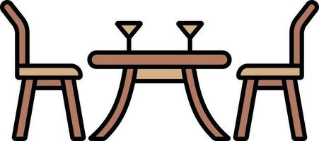 Dinner Table Icon In Brown Color. vector