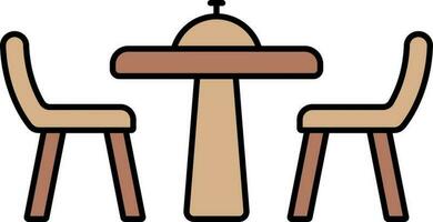 Dinner Table Icon In Brown Color. vector