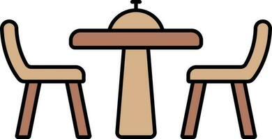 Dinner Table Icon In Brown Color. vector