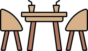 Dinner Table Icon In Brown Color. vector