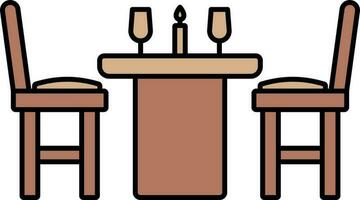 Dinner Table Icon In Brown Color. vector