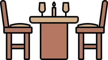 Dinner Table Icon In Brown Color. vector