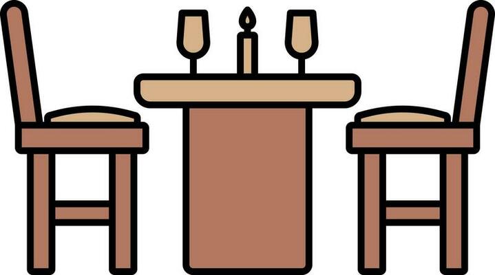 Dinner Table Icon In Brown Color.