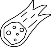 Meteor Icon In Black Line Art. vector