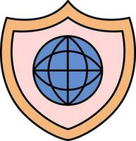 Flat Style Global Security Or Protection Colorful Icon. vector