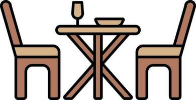 Dinner Table Icon In Brown Color. vector