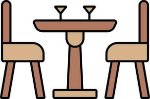 Dinner Table Icon In Brown Color. vector
