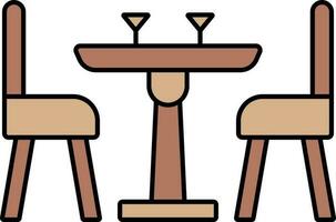 Dinner Table Icon In Brown Color. vector