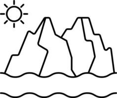 Glacier Disaster Icon In Black Line Art. vector
