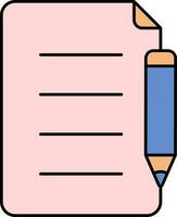 Paper And Pencil Colorful Icon In Flat Style. vector