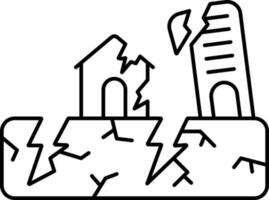 Earthquake Icon In Black Line Art. vector