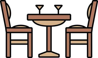 Dinner Table Icon In Brown Color. vector