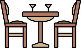 Dinner Table Icon In Brown Color. vector