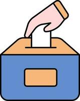 Hand Holding Note In Voting Box Colorful Icon. vector