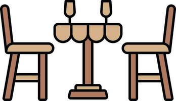 Dinner Table Icon In Brown Color. vector