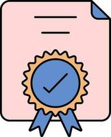 Check Certificate Colorful Icon In Flat Style. vector