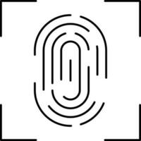Fingerprint Scan Icon In Black Outline. vector